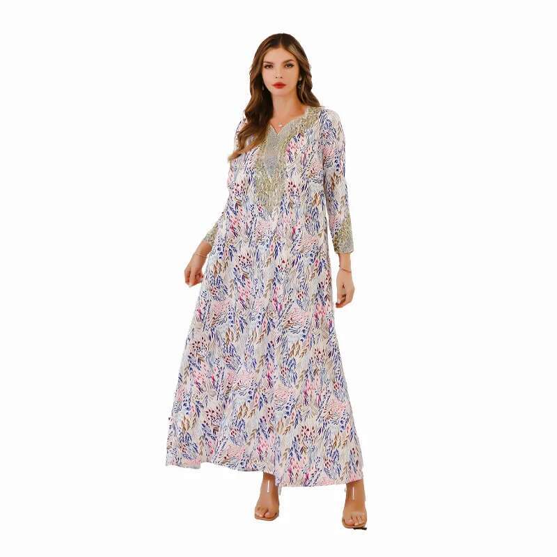 Dongdumaoyi Abaya Vrouwen Lange Gewaad Dubai Turkije Midden Oosten Moslim Strass Grote Avondjurk W