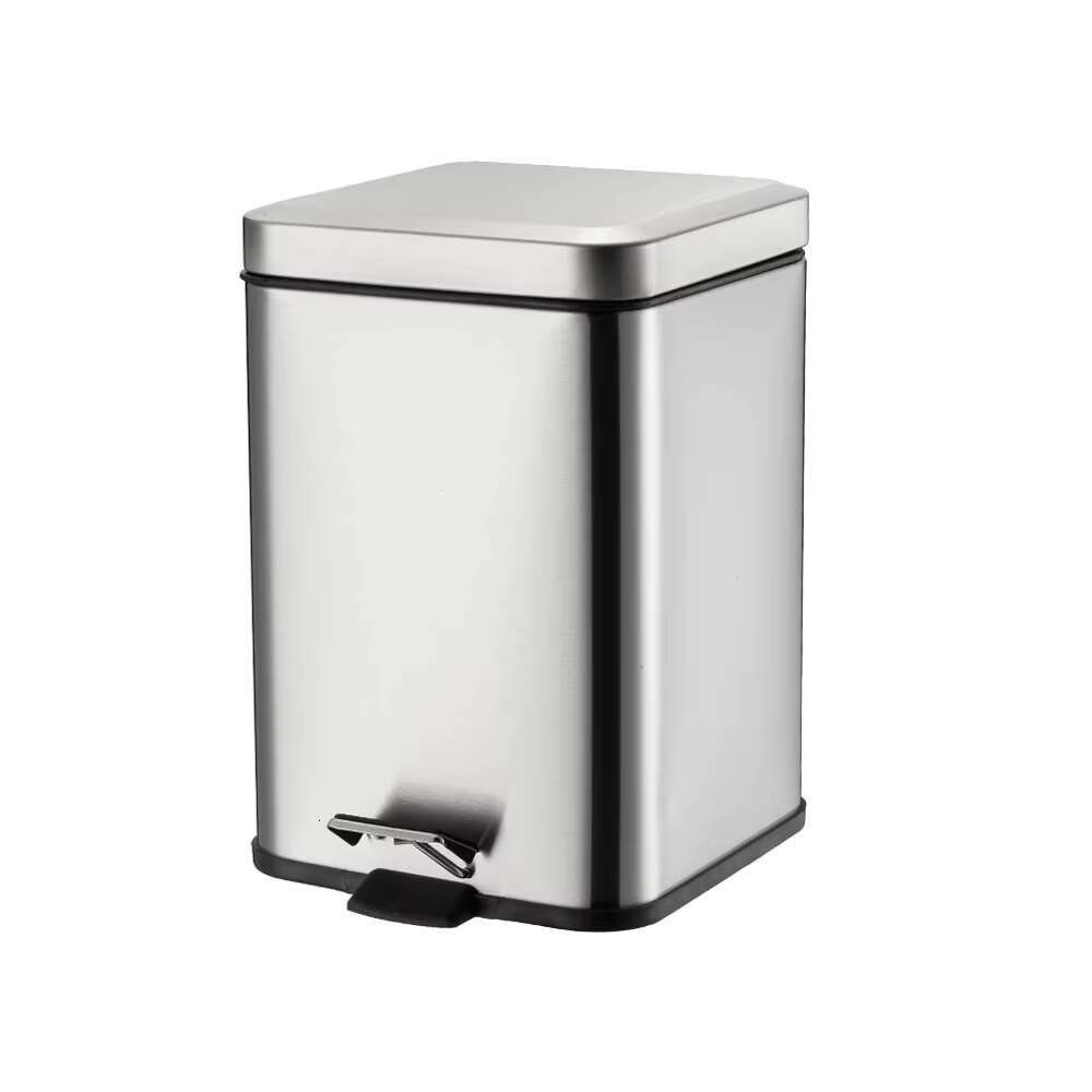 Home Bathroom Household Cleaning Tools Accessories Stainless Steel Square Foot Pedal Trash Can Waste Bin
