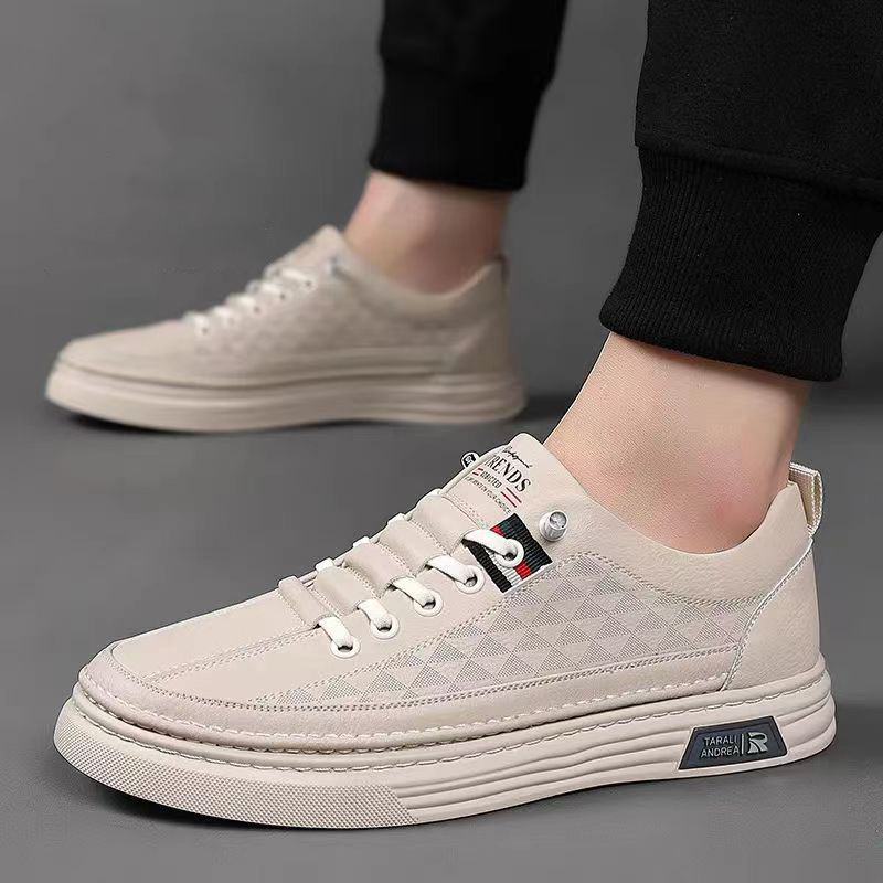 Free shipping new casual shoes men sports shoes breathable casual fashion trend white beige