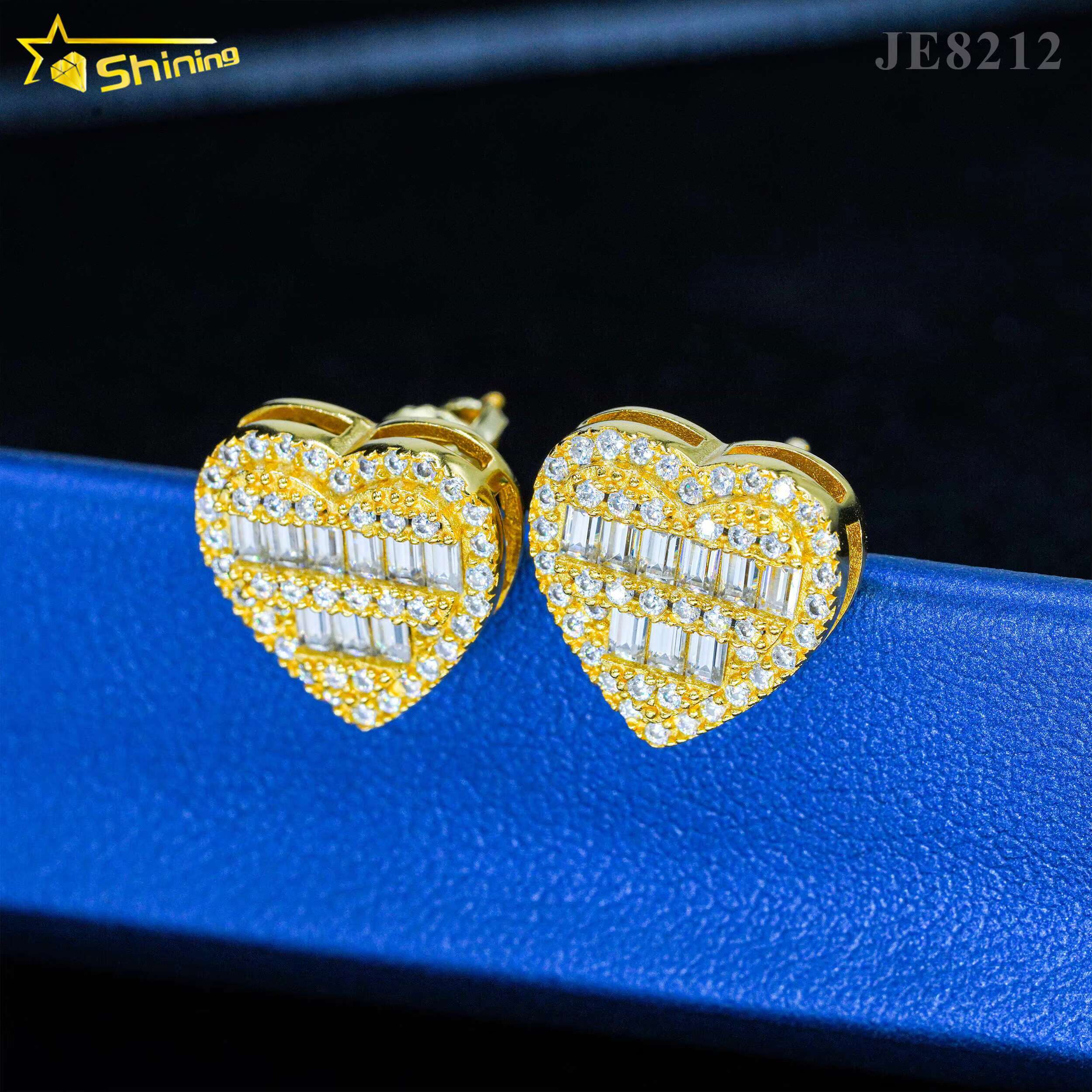 Luxury Jewelry 925 Sterling Silver Earrings Shining Moissanite Diamond Stud Earrings Heart Shape for Women