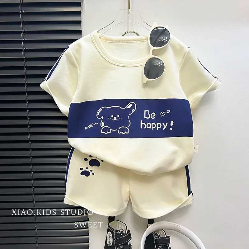 New childrens short sleeved set girls T-shirt summer baby fashion sports and leisure set Korean childrens clothingT250327