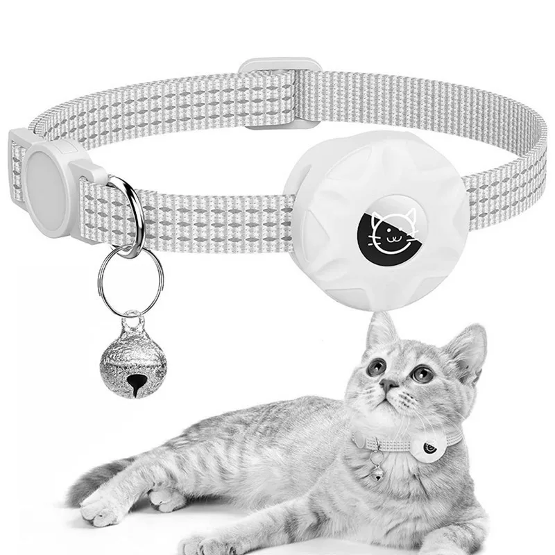 Reflective cat collar detachable Apple air tag cat GPS cat collar with AirTag bracket and bell lightweight tracker dog