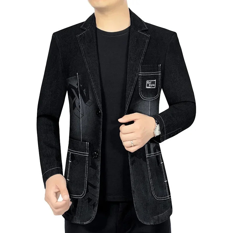 fashion mens casual denim jacket highquality suit ultrathin suitable size 4XL 250326