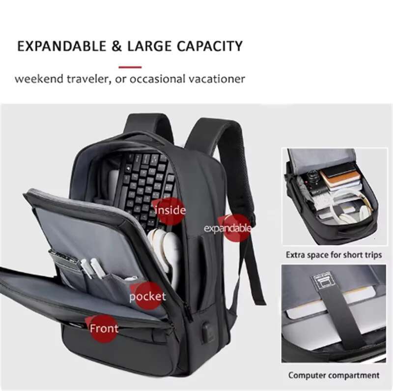 XOKY Business Travel Expandable Large USB Charging Men Fashion 15.6 Inch Laptop Backpack 2051