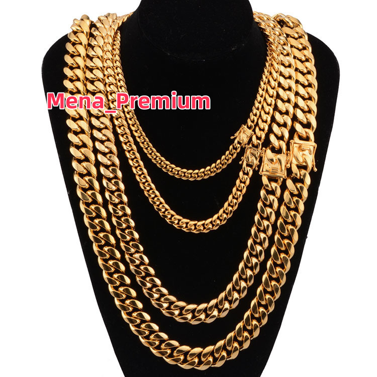 G2772 Wholesale Collier Stainless Steel Hiphop Rapper Necklace 6MM-18MM Chunky Miami Cuban Link Chain Necklaces for Mens Jewelry