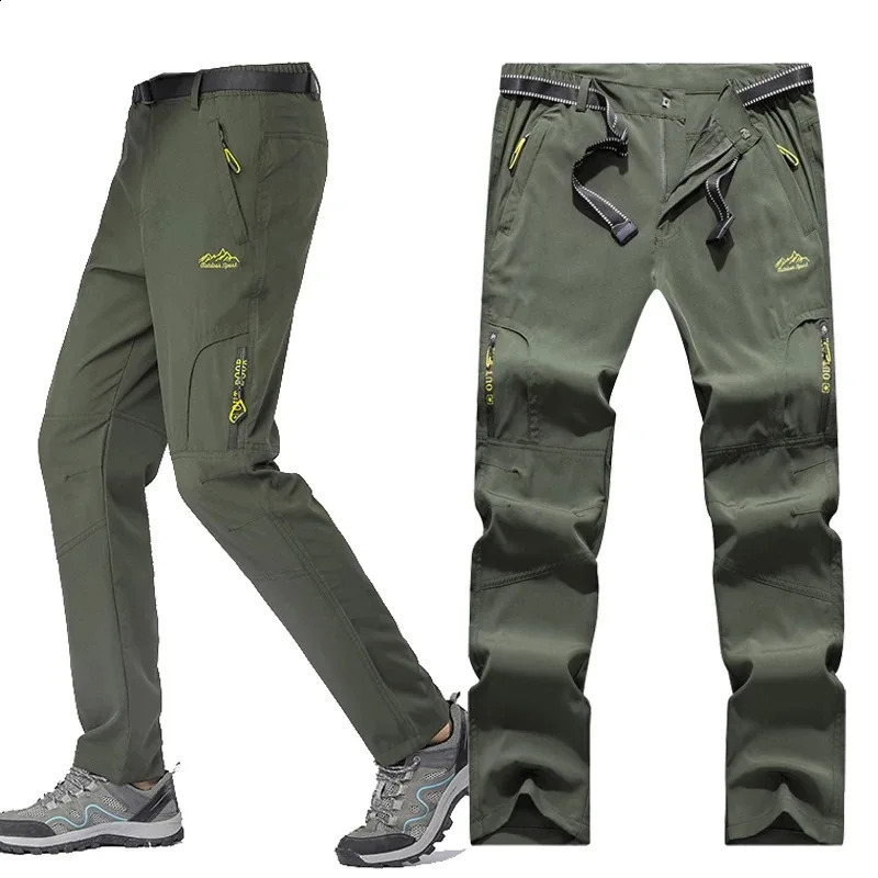 Outdoor Ice Silk Quick Drying Pants for Mens Summer Thin Elastic Breathable Sprint Pants Mountaineering Pants Loose Sports Casu 250317