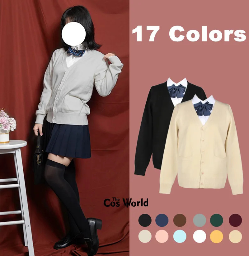 XSXXL Spring and Autumn Womens Long sleeved Knitted Cardigan Vneck Sweater Jacket Suitable for JK School Uniform Student Clothing 250326