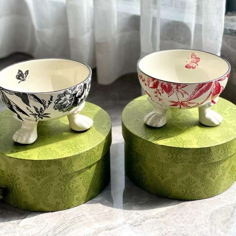 Printed Ceramic Cat Dog Food Bowl, Pet Supplies B5