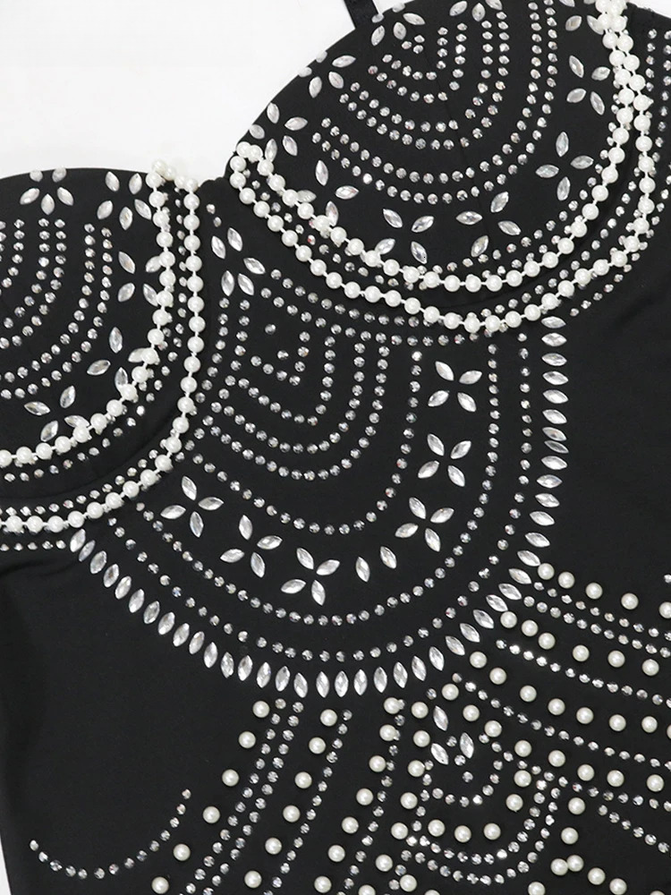 New Sparkly Crystal Rhie Pearl Celebrities Gown Brown Dress Woman Strap Evening Party Birthday Prom Wedding Vestido