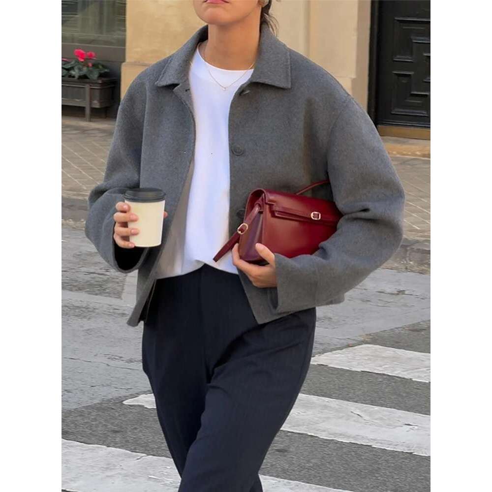 Women's Coat Fashion Woolen Women Coats Turn-Down Collar Long Sleeve Female Jackets Autumn Winter Single Breasted Lady Commuter Outwears