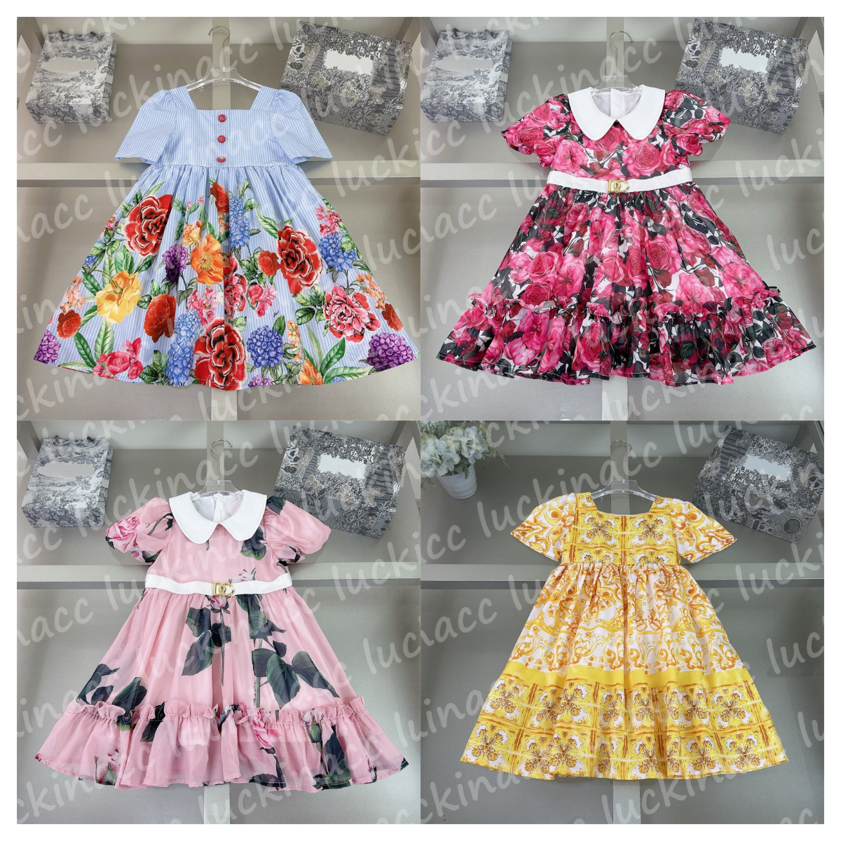 Designer Fashion Children Dress Summer Kids Dress Party Flower Polo Skirts Princess Child Dresses Babies Luxury Kids Knee Length Skirt
