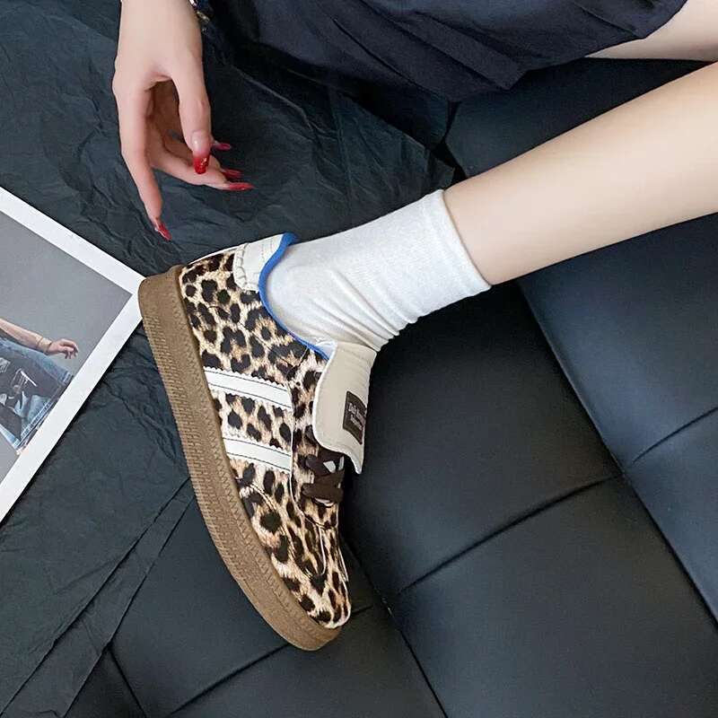 Light Luxury Designer Shoes Popular In Autumn 2025 Leopard Print Women's Comfortable Brand Sports Shoes Skateboard Shoes Women's Platform De