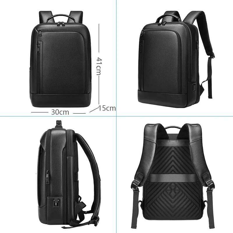 100% Genuine Leather Backpack 15.6 Inch Laptop Mens Business Waterproof Back Pack Male Computer Bagpack Large Travel Bags