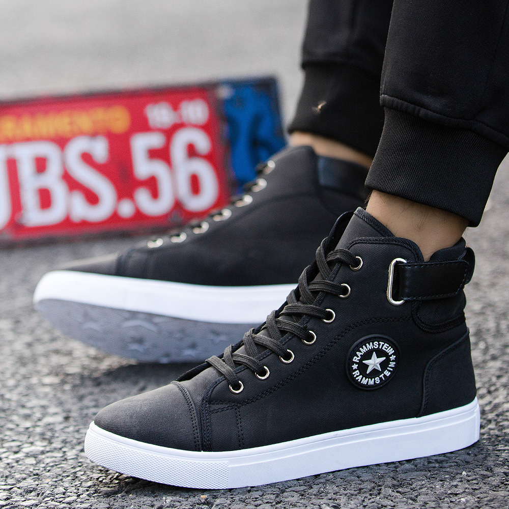 designer shoes new Men's high-top round-logo canvas shoes, Korean style spring versatile sneakers for student couples