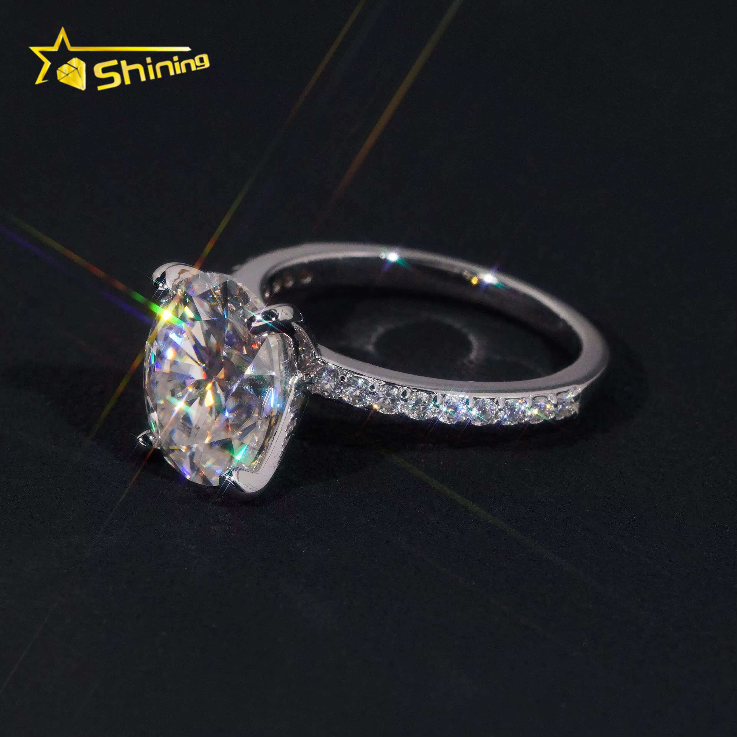 Fine Jewelry 925 Silver Ring Classic D Color VVS Oval Cut Moissanite Ring GRA Certificate Custom Engagement Ring for Women