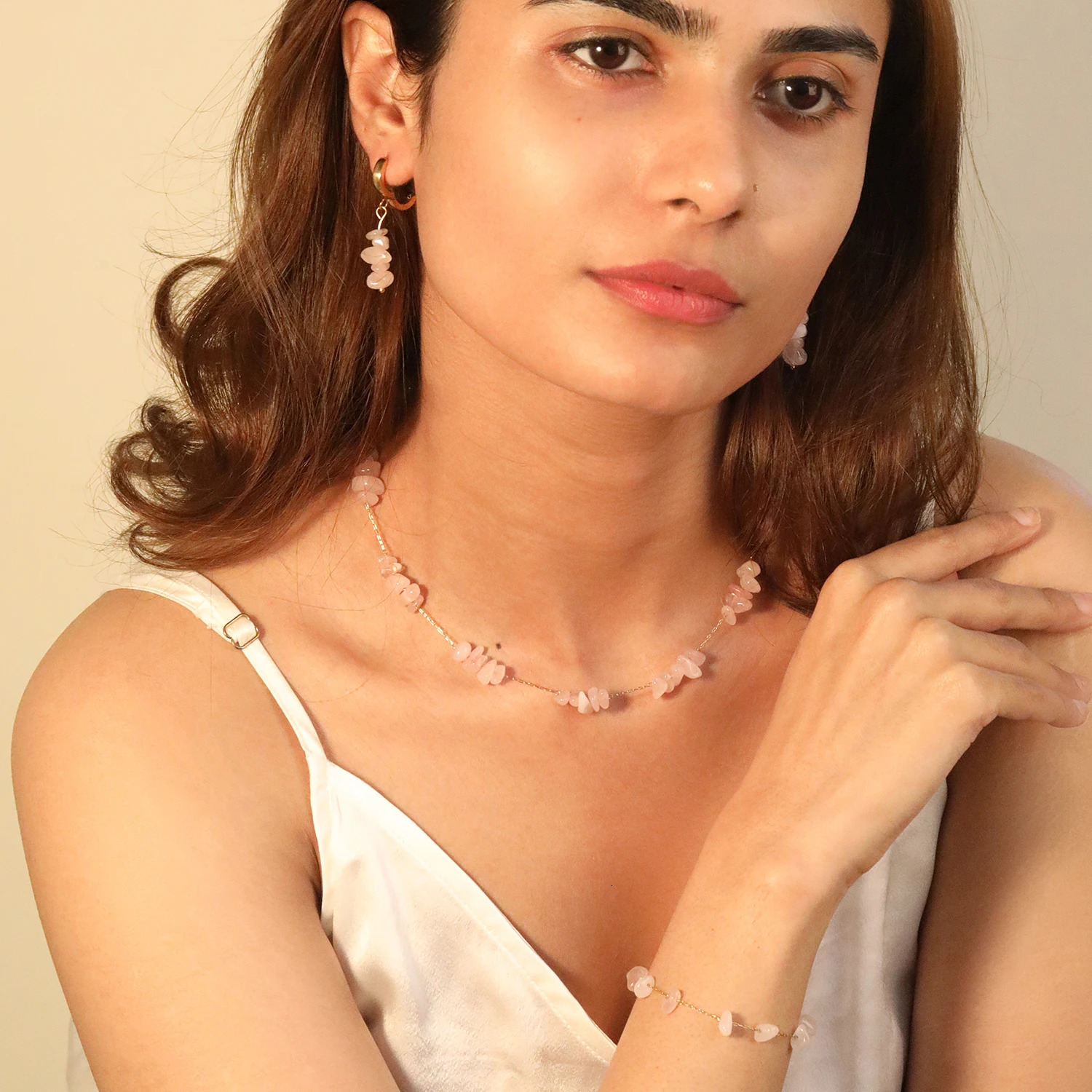 ASONSTEEL Colored Irregular Natural Stone Pendant Necklace Stainless Steel Geometric Chain Gorgeous Jewelry Gift 250325