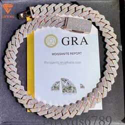 Fashion Design Solid Sier Gra Moissanite 18mm 20mm Wide Iced Out Pendant Necklace Cuban k Chain for Rapper