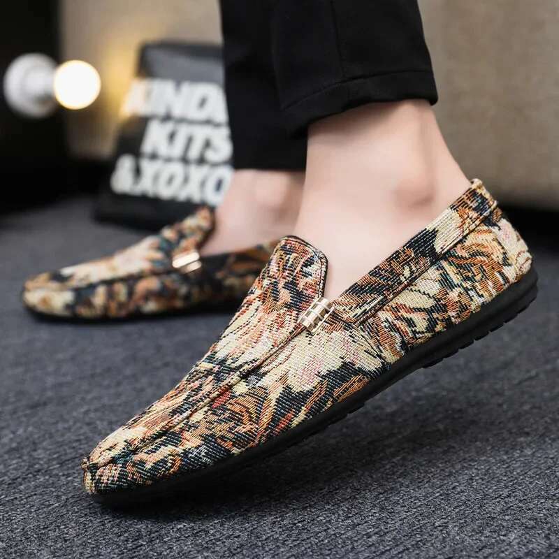 Men Printing Loafers Summer Men's Walking Casual Light Canvas Shoes Male Breathable Fashion Flat Slip-on Boat Footwear