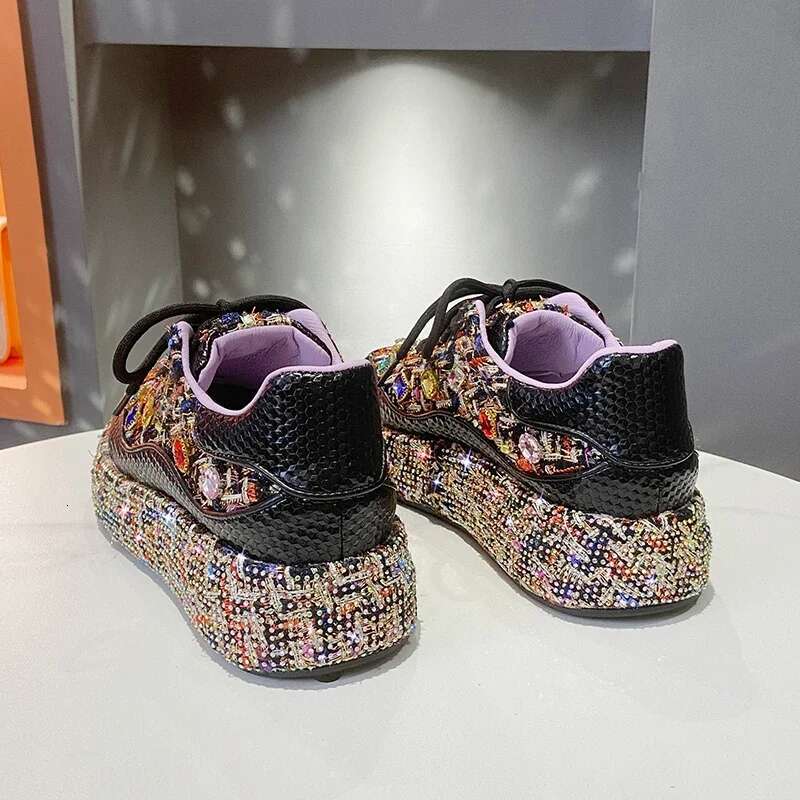 Designer Shoes Light Luxury Women's Sports Shoes 2025 Spring Festival Shining Rhies Women's Vulcanize Fashion Autmn Platform Casual Shoes Wo