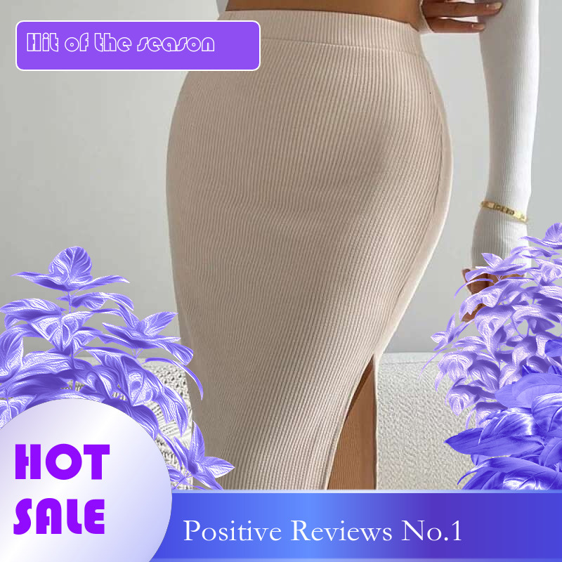 Dongdumaoyi Lente Zomer Dames Slim Fit Effen Kleur Gebreide Split Casual Mode Midi Rok Met Elegante Stijl B