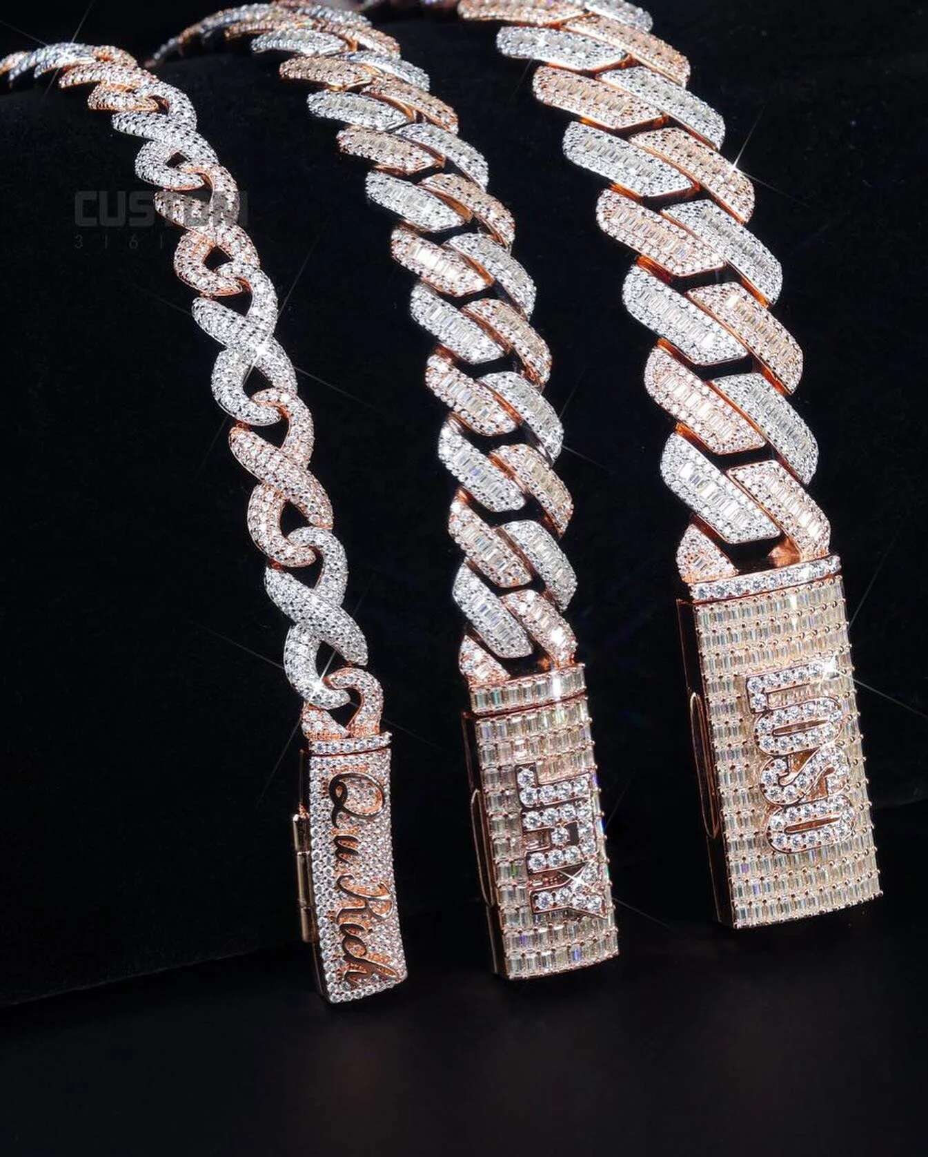 Hip Hop 2 Row 10mm Vvs d Color Moissanite Silver 925 Plated 18k Rose Gold Moissanite Cuban Link Chain for Man