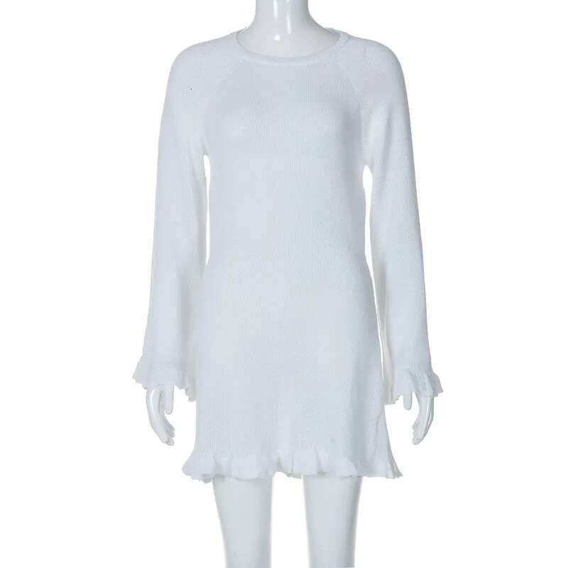 Dongdumaoyi Mode Instagram Stijl Sexy Hollow Out Backless Tie Terug Houder Lange Mouw Bodycon Zeemeermin Vrouwen Jurk C
