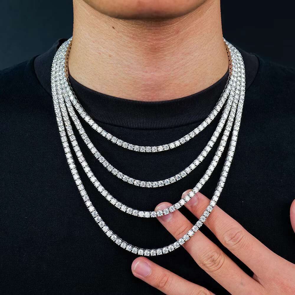Xingyue 4mm Wholesale Men Women Hip-hop Jewelry 925 Sterling Silver Gra Vvs Mossanite Moissanite Diamond Tennis Chain Necklace