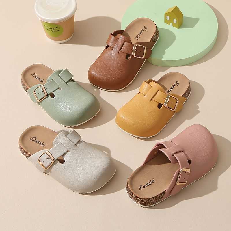 Slipper 2025 new childrens Haken shoes with high appearance for both boys and girls anti slip toe caps half mopping spring style S25326