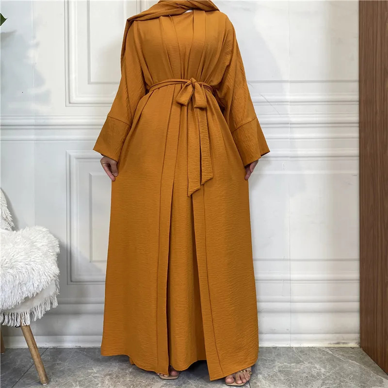 Abaya Womens Muslim Long Dress Africa Open Kaftan Dubai 2Piece y Islamic Moroccan Costume Cafe Fashion Modest 250326
