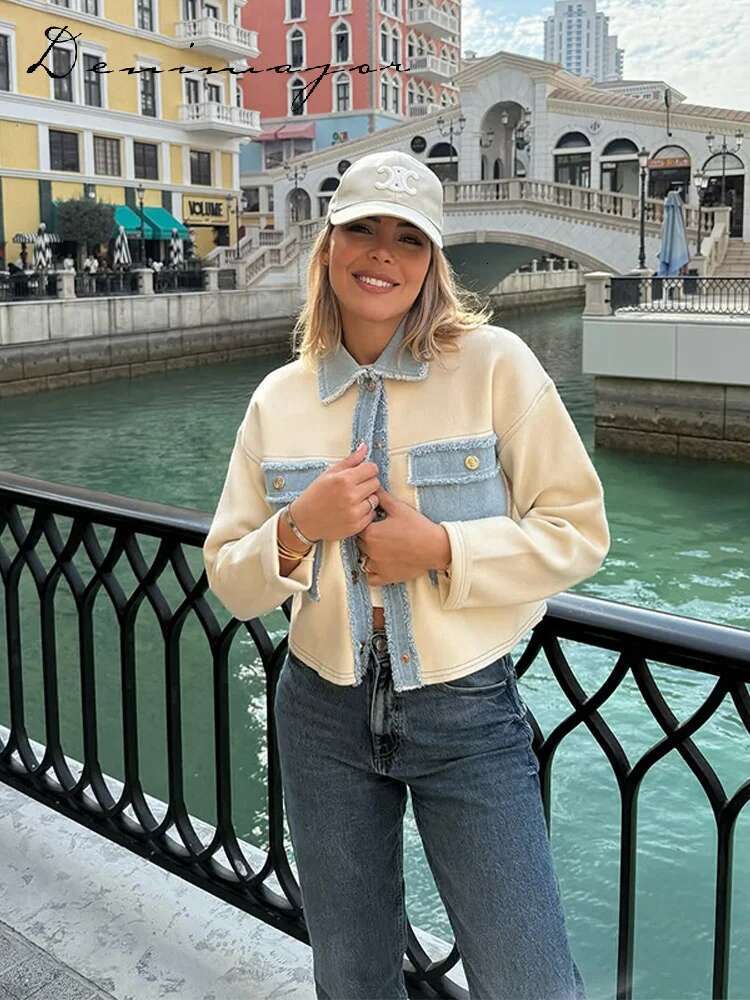 Street Patchwork Denim Jackets Women Casual Long Sleeved Single Breasted Pockets Female Spring New Fashion Lady Outwear