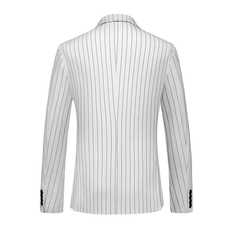 White striped mens twopiece set double breasted ultrathin dress jacket with clothing wedding party 250326
