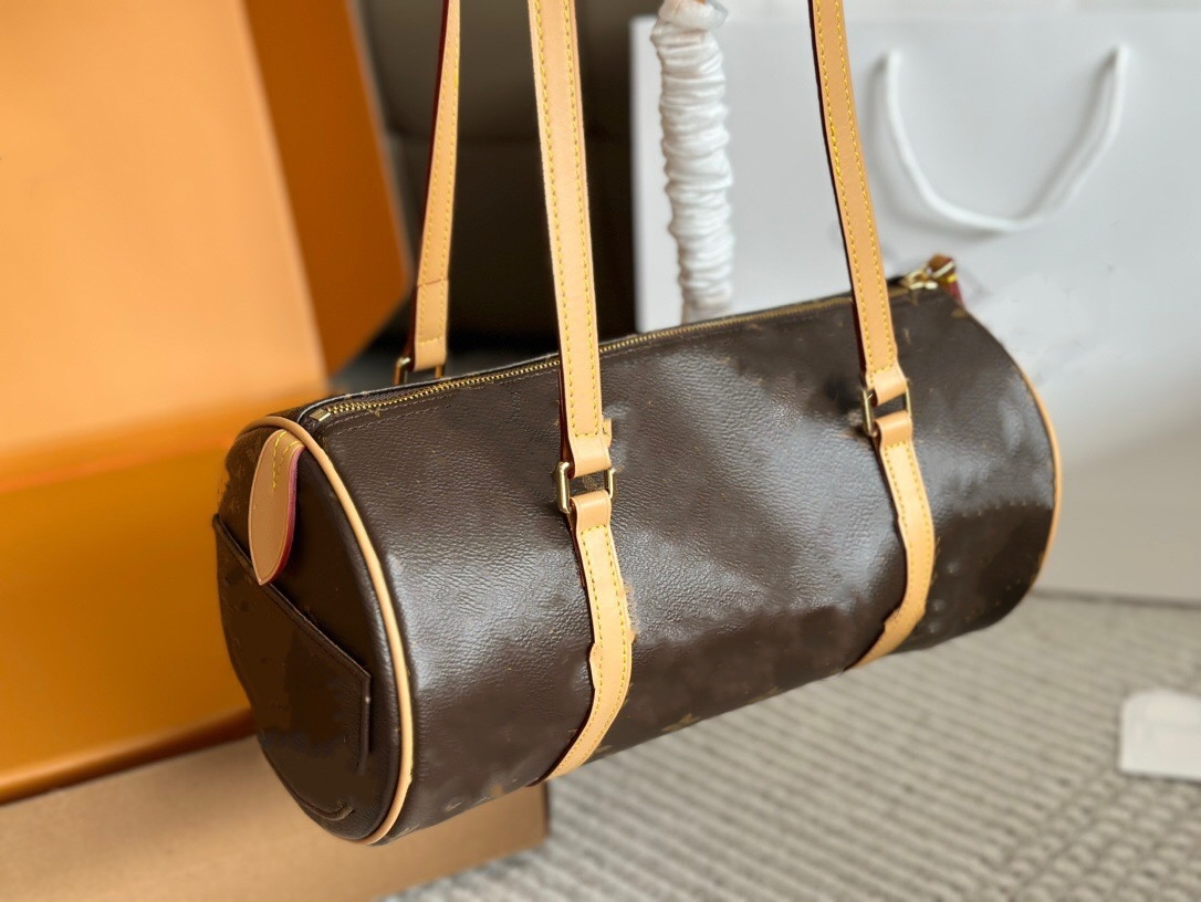 2025-- 10A Handbag Cylindrical Shoulder Bag Zipper Closure Designer Leather Handle Tannin Cowboy Pouch Women Tote Bags
