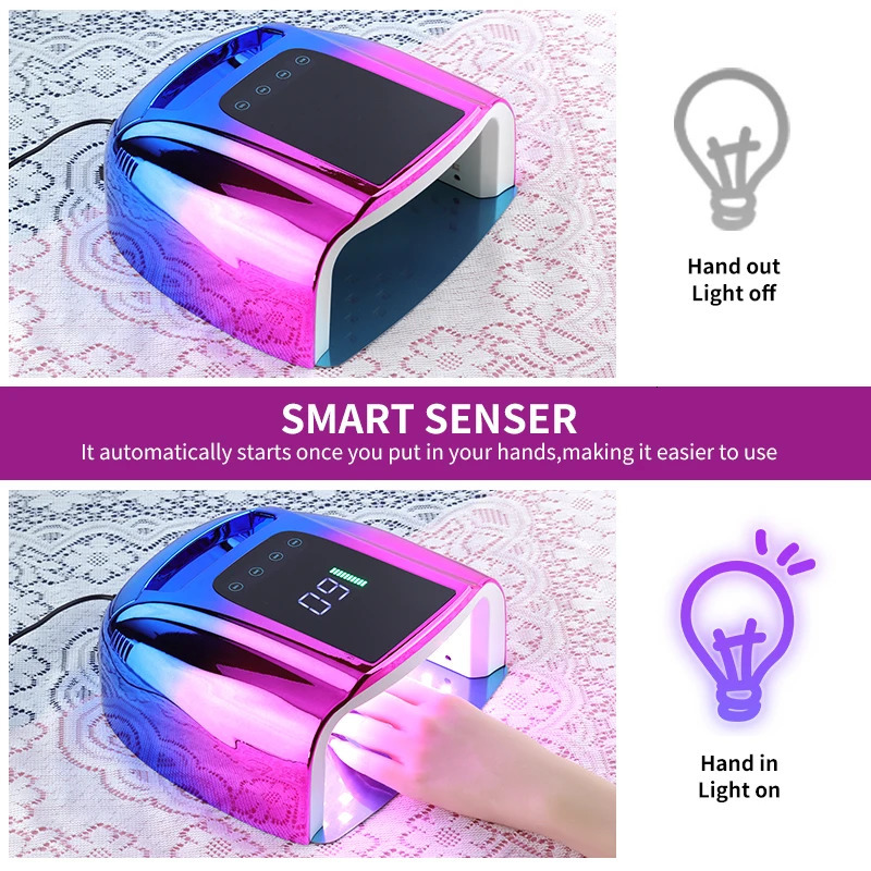 Professional hybrid pro curing coreless LED UV lamp 4 timing mode nail dryer gel polishing fast drying salon 250325