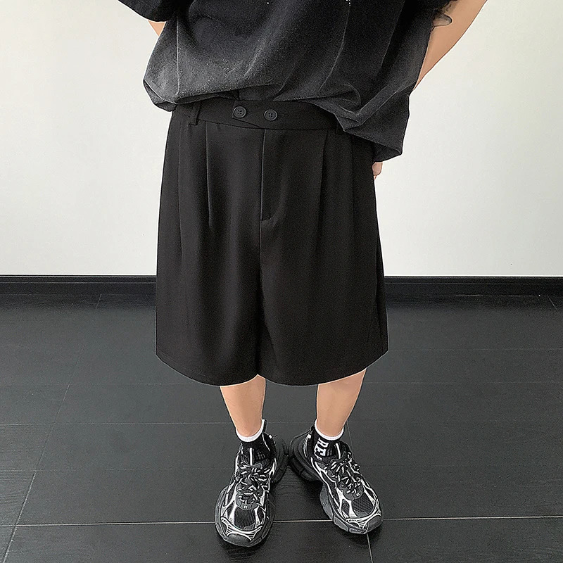 Summer set shorts mens fashionable social black dress Korean business casual office formal M3XL 250326
