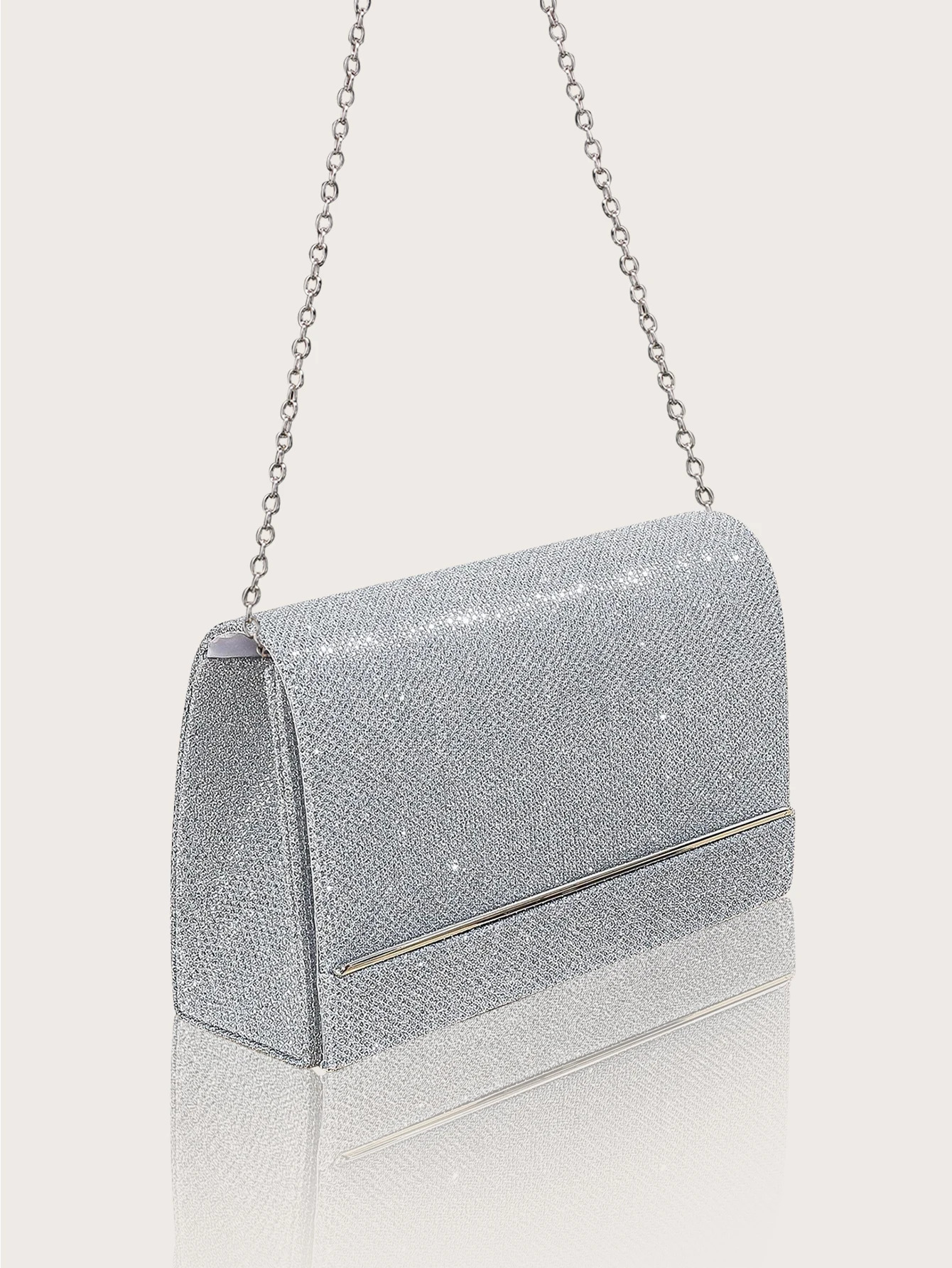 Elegant and lightweight business casual clam shell womens evening bag sparkling simple solid color party clutch paired with exquisite pendant neckl 25