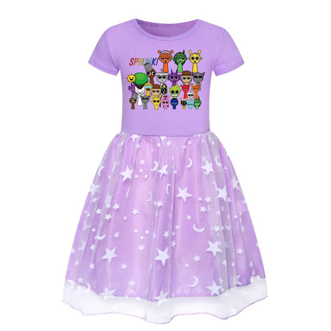 Sprunki dresses childrens summer vacation clothing baby girl games Incrediblebox short sleeved casual dresses and bags childrens wedding vests W250326