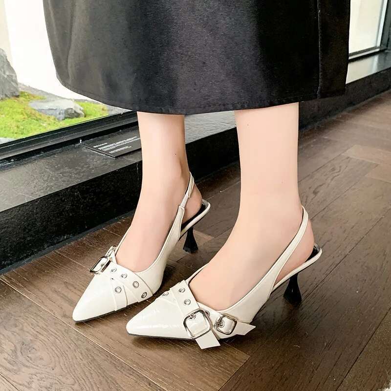 Designer Sandals Fashion Pointed Toe Buckle Strap Metal High Heels Women Elegant Single Shoes Female Pumps