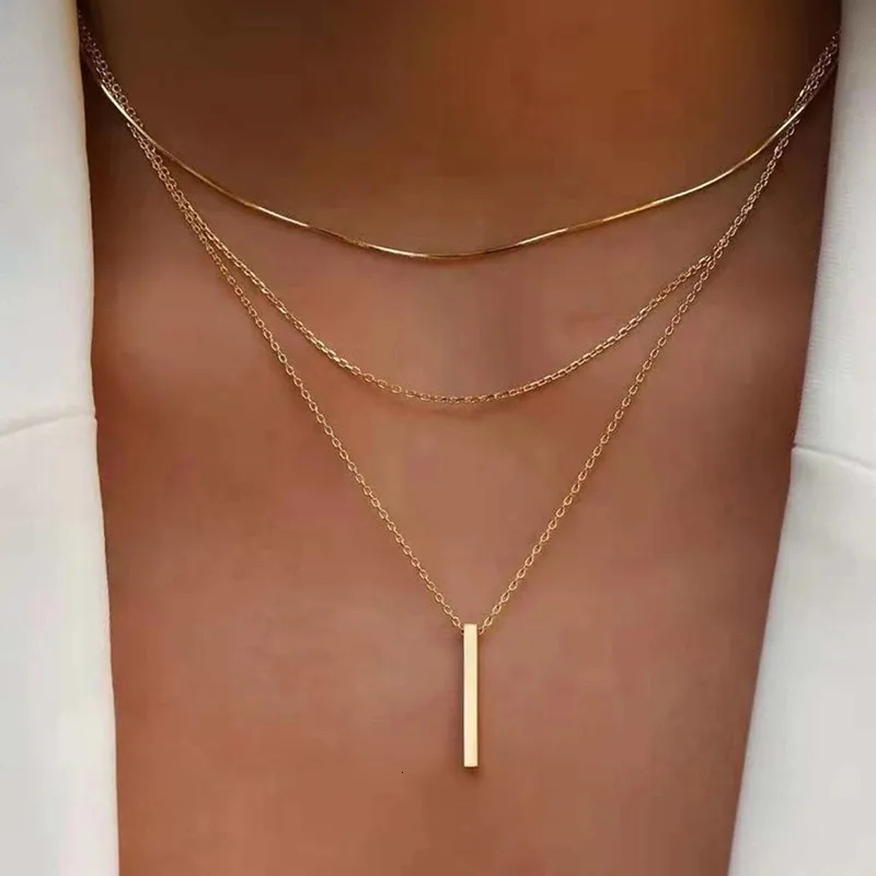 Vintage Bohemian Multi layer Minimalist Necklace Womens Pendant Chain Fashion Jewelry 250325