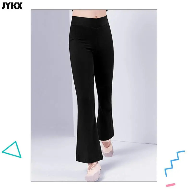 Childrens pants dance practice boys and girls slim cotton Latin jazz black bell bottoms Trouser 250325