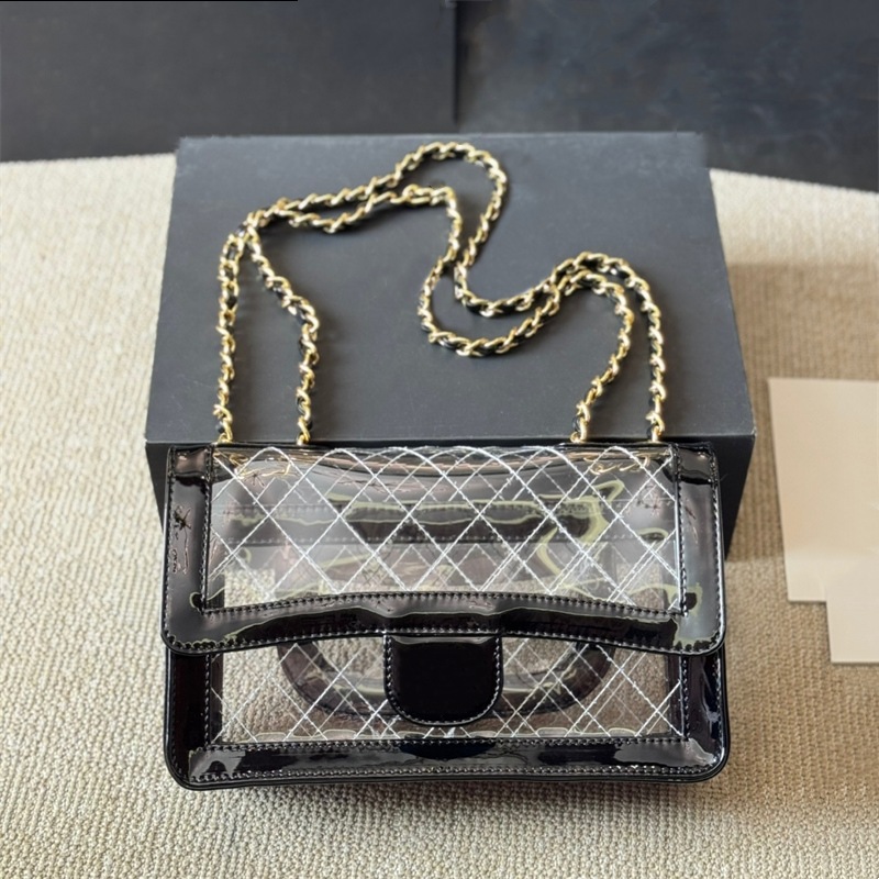 2025 Woman Clear Shoulder Bags Diamond Designer Bag Crossbody Chain Bag Small Flap Lady Purse 10A