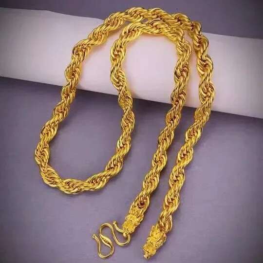 Hemp rope style 18K gold necklace faucet twist chain AU750 necklace men 60 cm gift certificate
