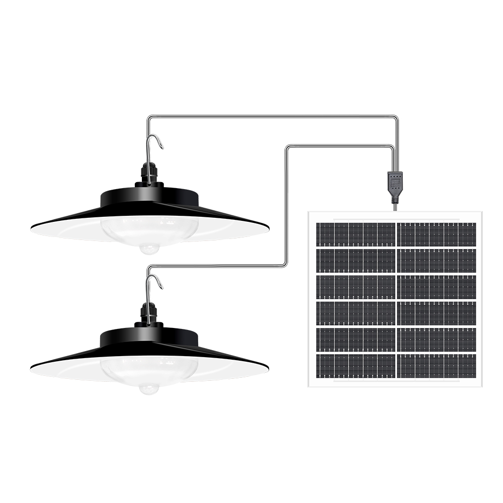 Dual Light Source Waterproof Solar LED Lamp Remote Controlled & IR Detectable Pendant for Outdoor Use