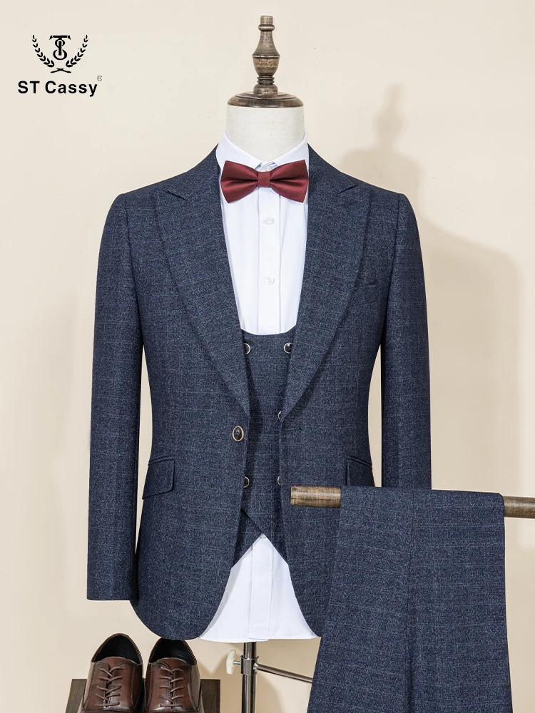 ST Cassy High Quality jacketPants ultrathin fit casual suit single chest groom wedding business office mens 250326