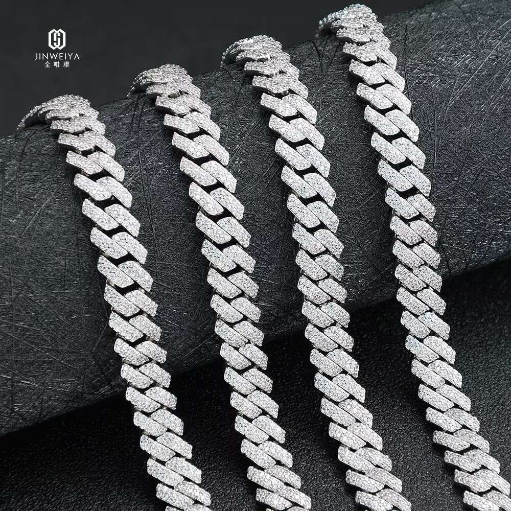 2025 New Arrival Hiphop Jewelry Collection Micro Pave VVS Moissanite 8MM Cuban Link Chains in Sterling Silver