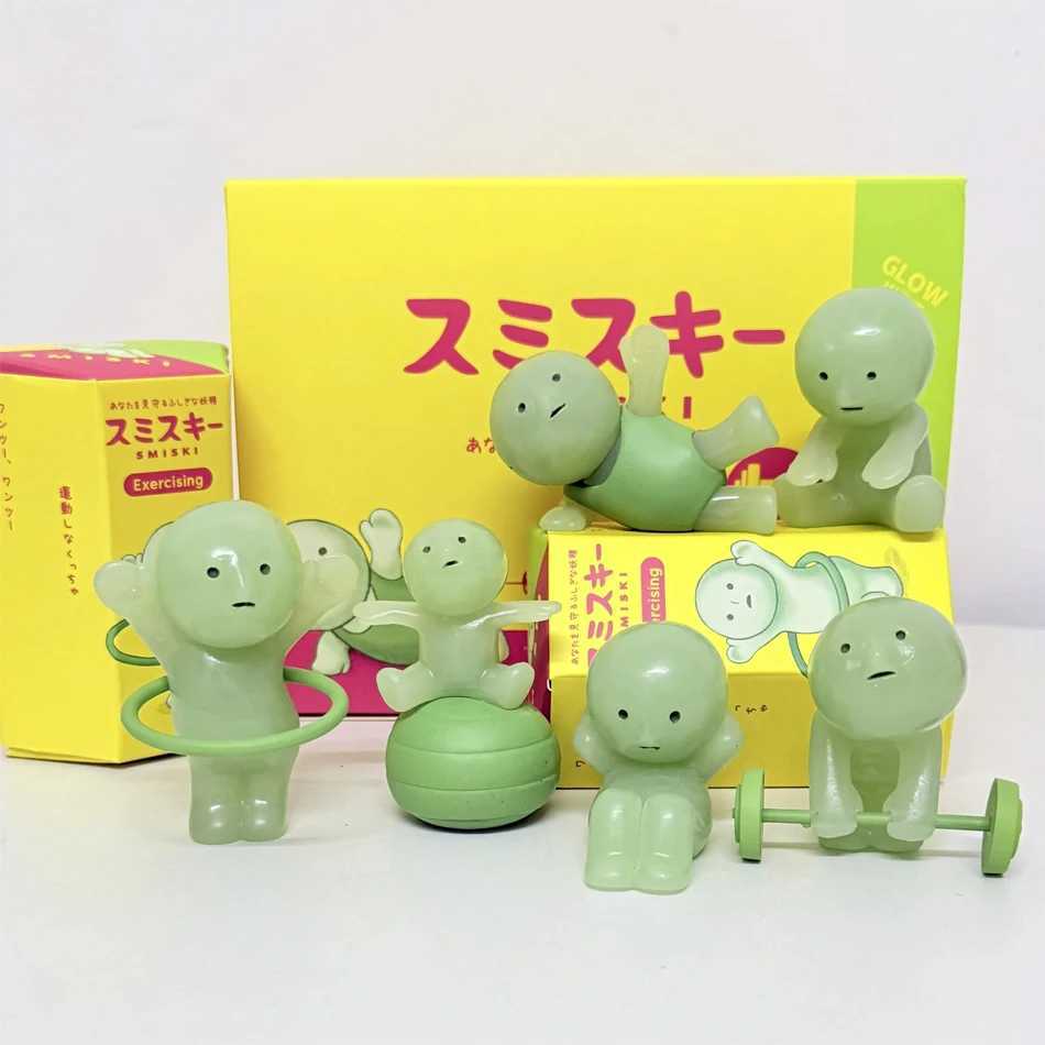 6 pieces/box SMISKI Exercise Series Noctilucent Green Doll Blind Box Mystery Box Action Figures Model Toys Fans Childrens Gifts X250327