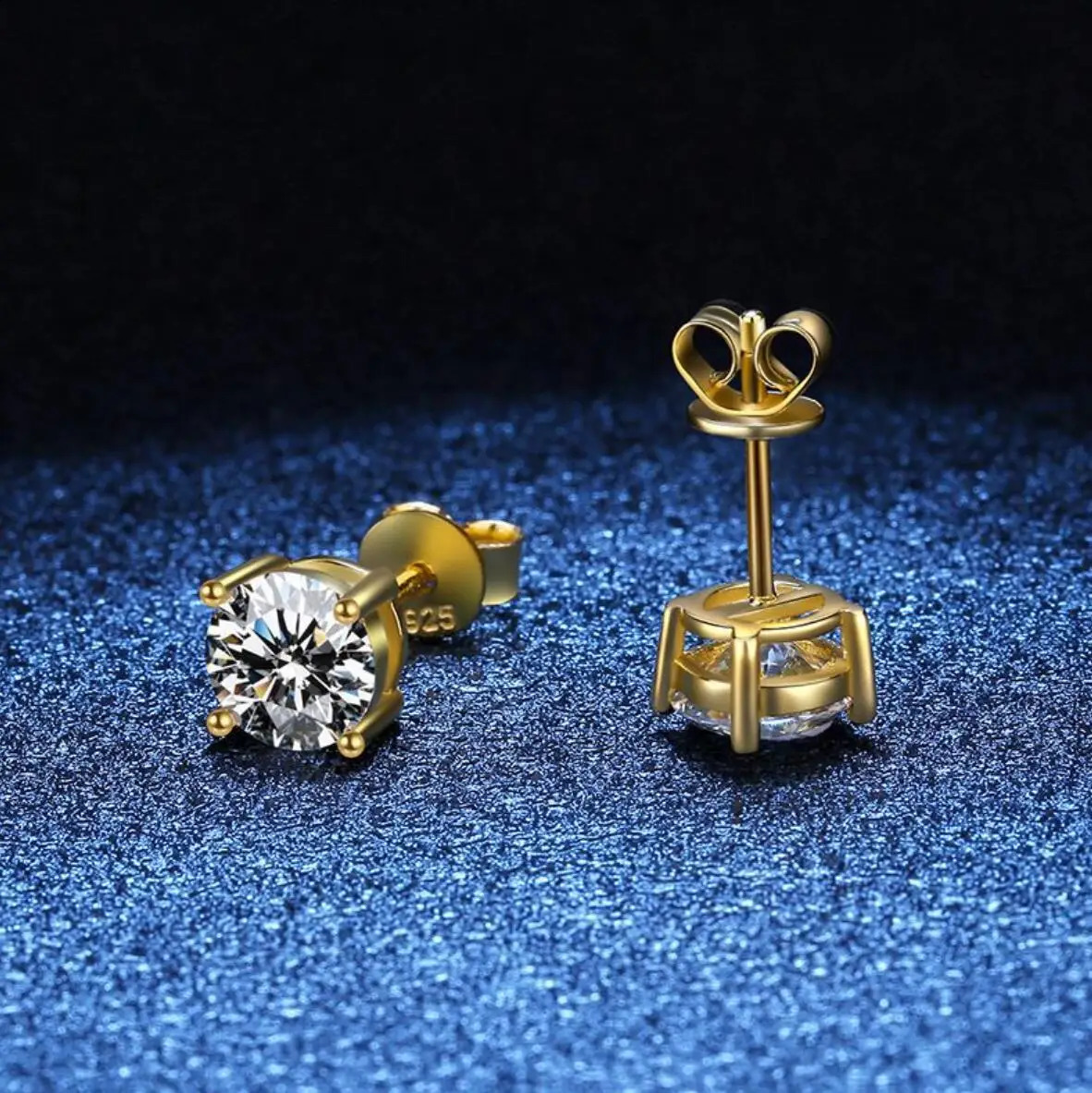 Certified Original 925 Silver Gold Stud Earrings for Women Men 3.5mm 4mm 5mm 6mm 6.5mm 4 Claw Earring Fine Jewelry 250318