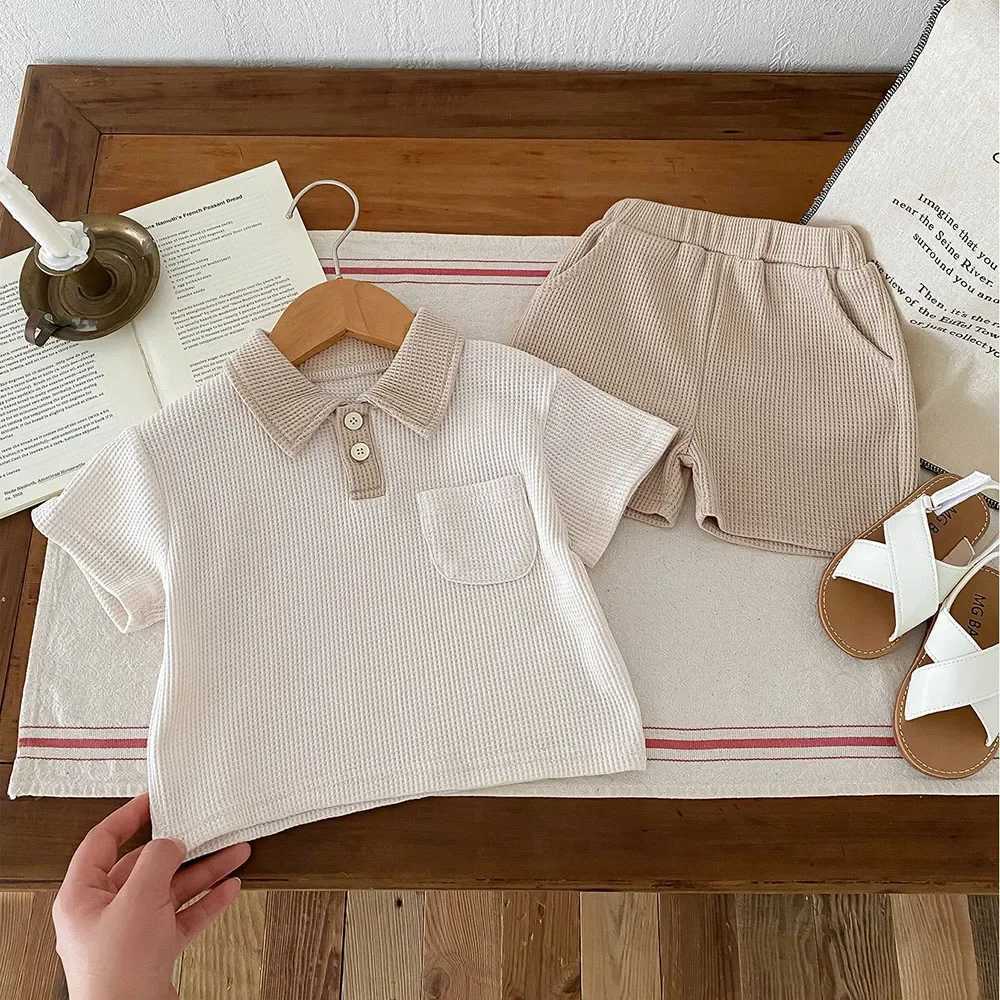Summer baby clothing set collar T-shirt and shorts 2 pieces suitable for boys and toddlers sportswear setT250327