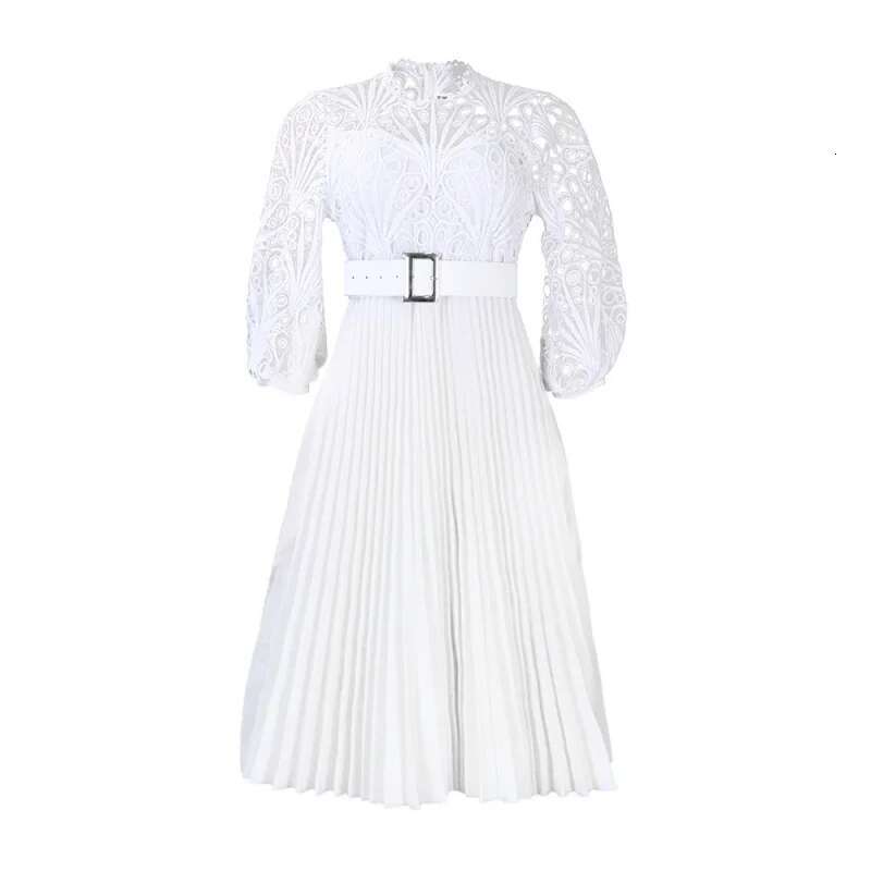 Dongdumaoyi Zomer Plus Size Kanten Gehaakte Sexy Pure Geplooide Jurk C