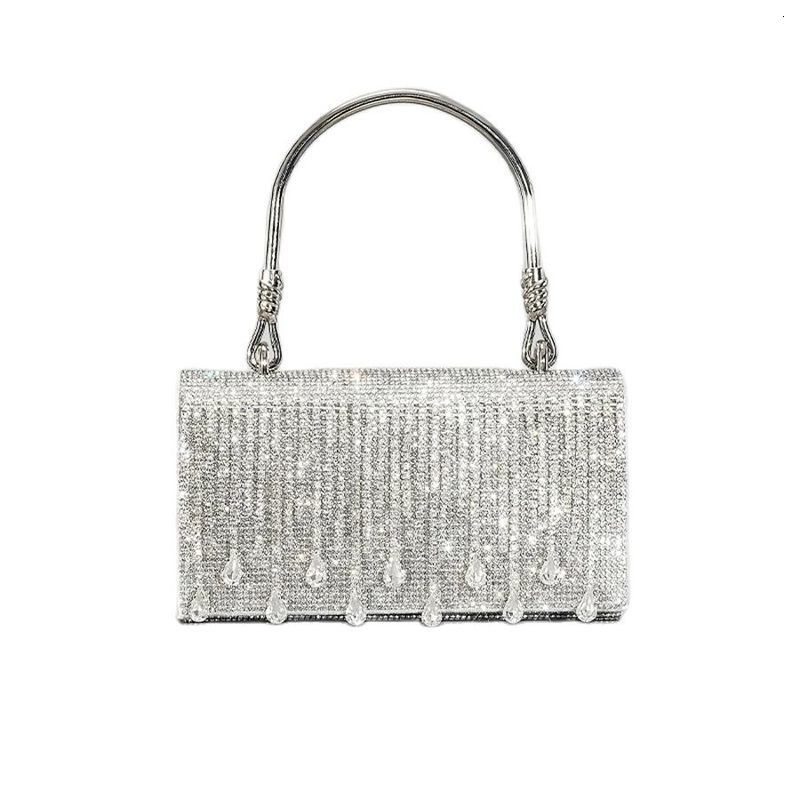 Evening bag handmade silver crystal sparkling womens handbag y ner 250326