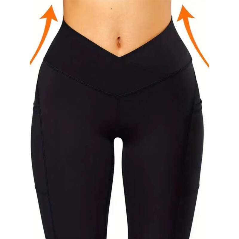 Women Yoga Pants Spring Cross Slanted Pocket Women S Sports Fitness Running Slimming Hip Lifting Yoga Leggings Xy